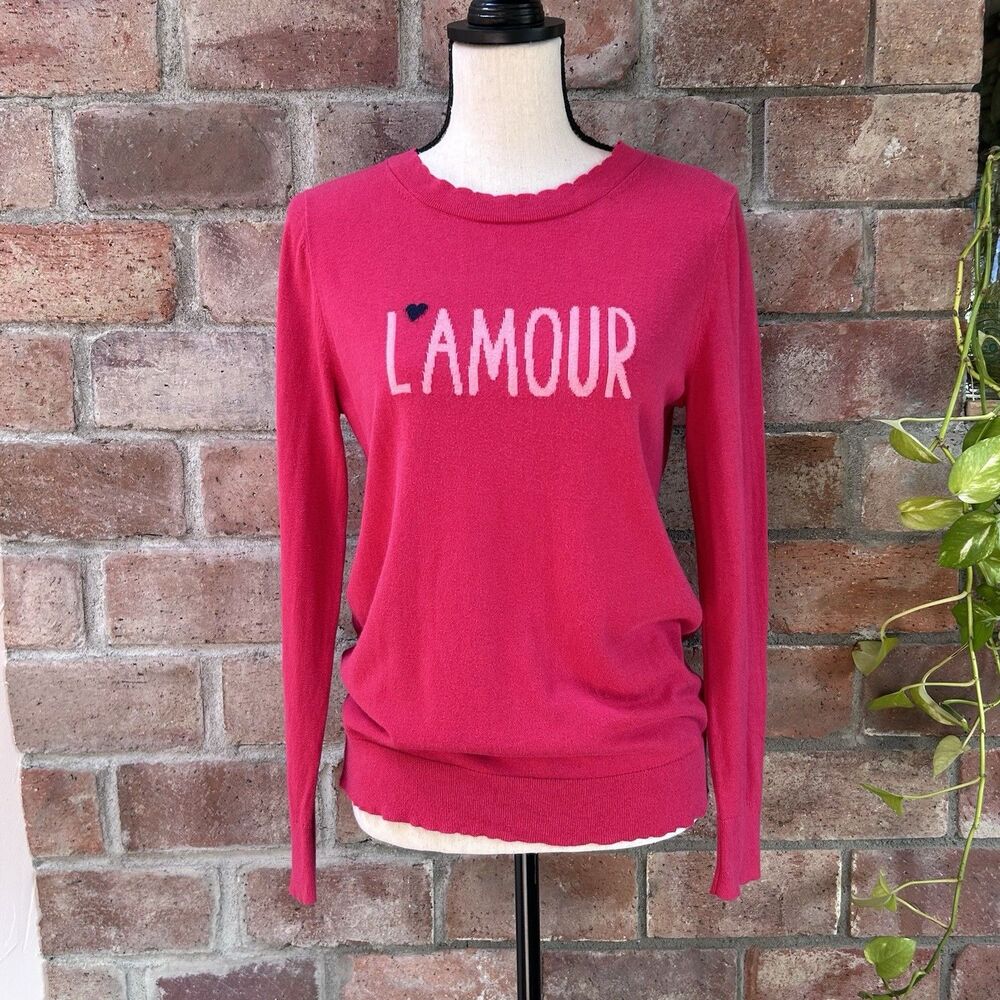 Banana Republic L'Amour Red/Pink Pullover Sweater Women's Size M Cotton Blend